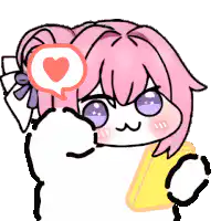 Pink hair anime girl with heart speech bubble