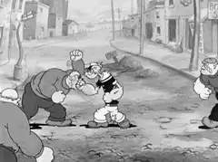 Popeye fights multiple thugs