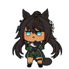 chibi horse girl holding cat