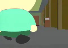 South Park character walking down hallway