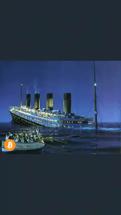 Titanic sinking with bitcoin logo
