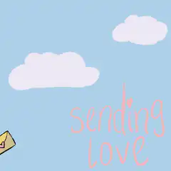 envelope flying through clouds sending love