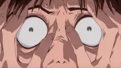 anime character pulling eyes wide open