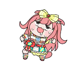 chibi pink hair girl drooling