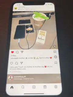 Instagram post with coffee and cigarettes