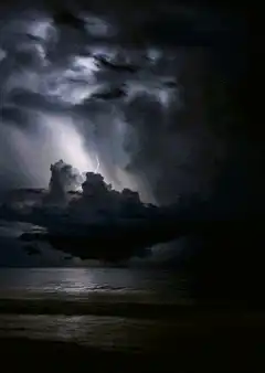 Lightning storm over the ocean