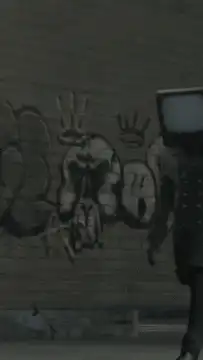 TV Head Character Glowing Blue