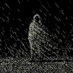 Ghostly figure in rain