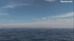 Bitcoin rocket launch over ocean