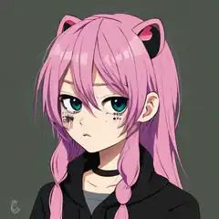 pink cat ears anime girl
