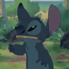 Stitch gets excited and blushes