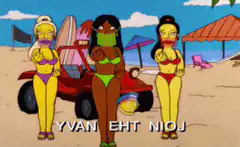 Simpsons girls dancing on beach