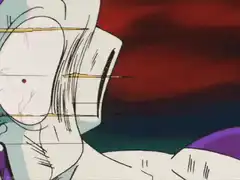 Frieza getting hit by energy blasts