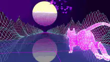 Synthwave wireframe cat