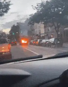Garbage truck on fire