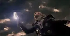 Female Thor summons lightning with Mjolnir