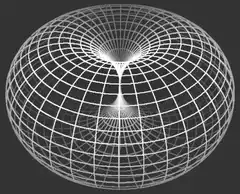 White wireframe sphere with grid lines