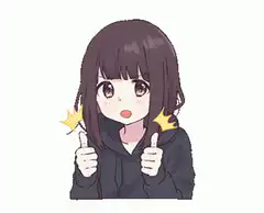 anime girl thumbs up with sparkles