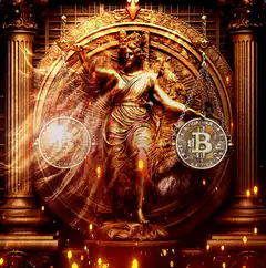 Lady Justice with Bitcoin scales