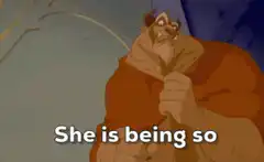 The Beast gesturing with text