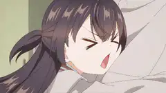 anime girl yawning in bed