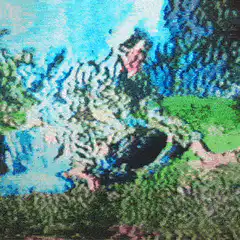 pixel art person sitting in nature