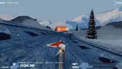 snowboarder jumps over snowy and desert tracks
