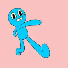 Blue cartoon character dabbing