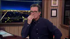 Stephen Colbert eating and talking
