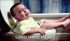Baby crying on toilet
