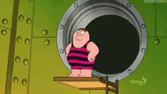 Peter Griffin falls into a vat of beans