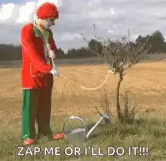 Clown watering tree with self-watering hose