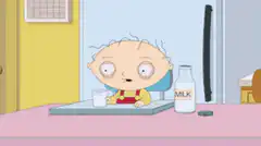 Stewie Griffin drinking milk