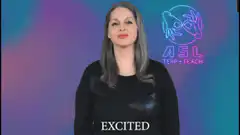 Woman signing excited in ASL