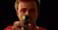 Jesse Pinkman points gun at camera