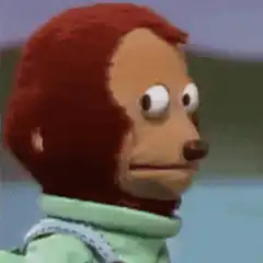 Monkey puppet with wide eyes