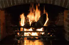 Fireplace with burning logs