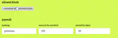 Customizing allowed kinds in paywall settings