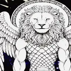 winged lion with halo