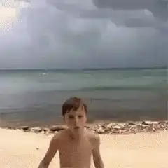 Boy on beach summons lightning