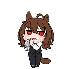 Chibi catgirl drinking from a mug