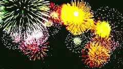 Colorful fireworks exploding