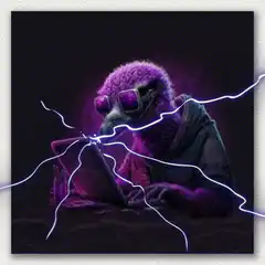 Purple bird hacker with lightning