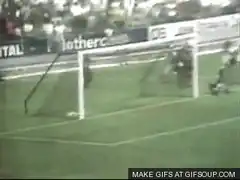 Soccer goal kick into net