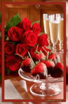 Valentine's Day roses, strawberries, and champagne