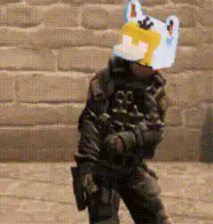 Soldier dancing with Finn helmet