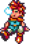 Pixel character blowing bubble