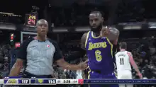 LeBron James arguing with referee