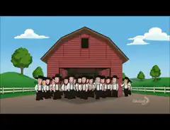 Peter Griffin blows up an Amish barn
