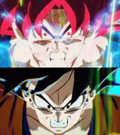 Goku and Vegeta powering up